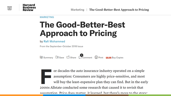 the good better best pricing approach